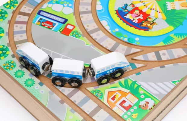 Wooden City & Train Playset