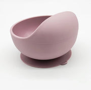 Bowl & Bloom in mauve silicone suction bowls in earthy tones, made from 100% food-grade, BPA-free material, safe for babies and toddlers