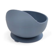 Bowl & Bloom in Ester Blue silicone suction bowls in earthy tones, made from 100% food-grade, BPA-free material, safe for babies and toddlers