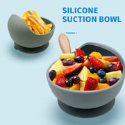 Bowl & Bloom silicone suction bowls in earthy tones, made from 100% food-grade, BPA-free material, safe for babies and toddlers, silicone suction bowl  