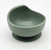 Bowl & Bloom in sage green silicone suction bowls in earthy tones, made from 100% food-grade, BPA-free material, safe for babies and toddlers