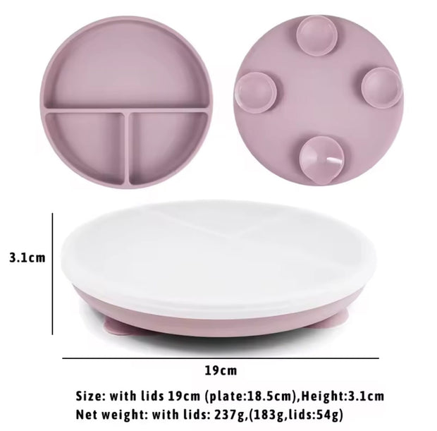 Stay Put Silicone Suction Plate with Lid